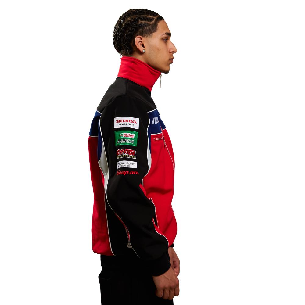 Honda Racing Jacket Colorblock Design | Motorsport Track Jacket Red/Black