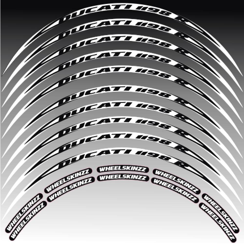 Felgenrandaufkleber Felgenrandstreifen RACE-Style Ducati 1198 Weiß