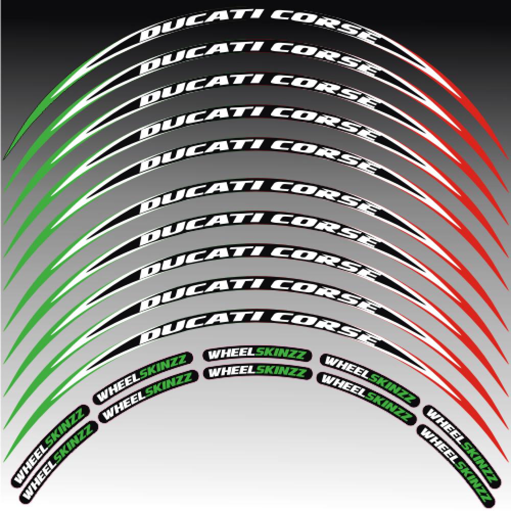 Felgenrandaufkleber Felgenrandstreifen RACE-Style Ducati Corse Tricolore