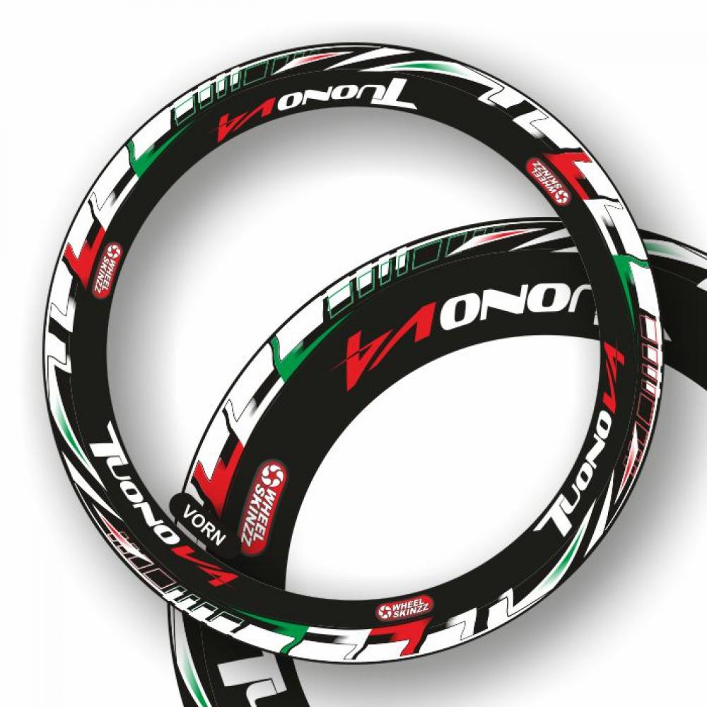 4moto® - Felgenrandaufkleber GP Style Wheelskinzz Felgendekore Wunschtext  Neon