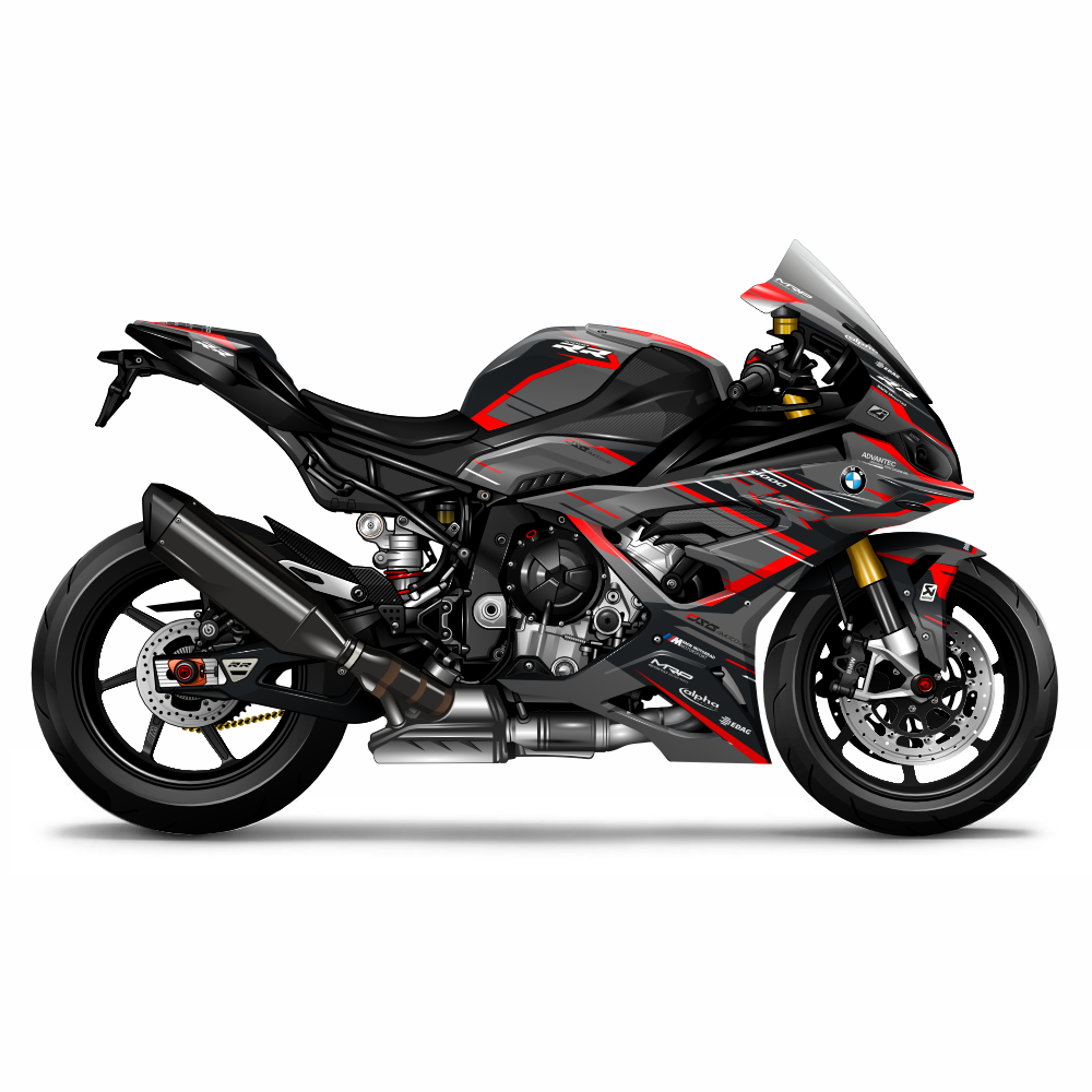 BMW S1000RR (23-24) "RACESTP" Dekor Stickerkit -  Grau | Schwarz | Rot