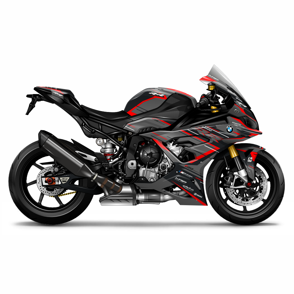 BMW S1000RR "RACESTP" ab 2023- Dekor Stickerkit - Grau | Schwarz | Rot