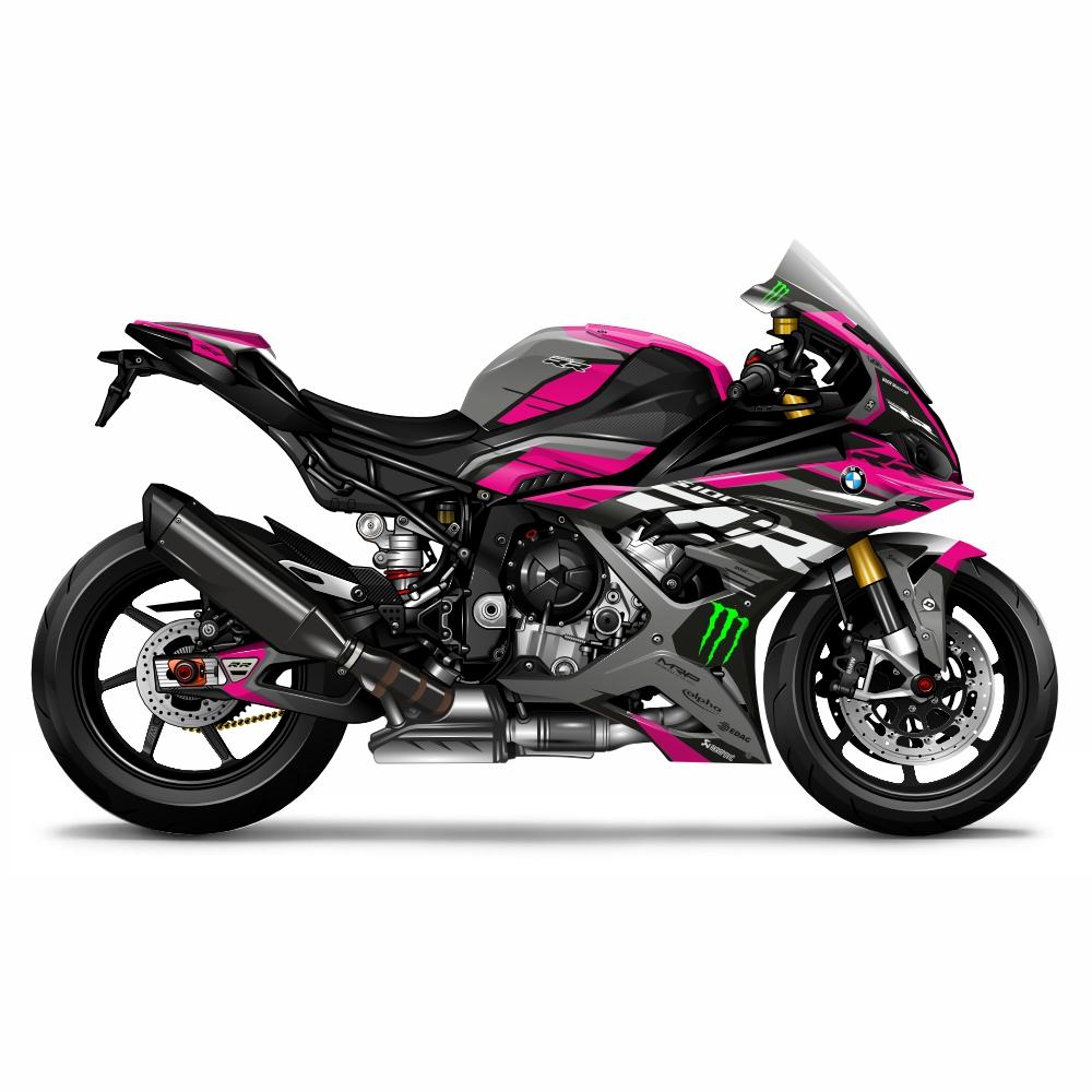 BMW S1000RR "RR" ab 2023- Dekor Stickerkit - Pink | Grau | Schwarz