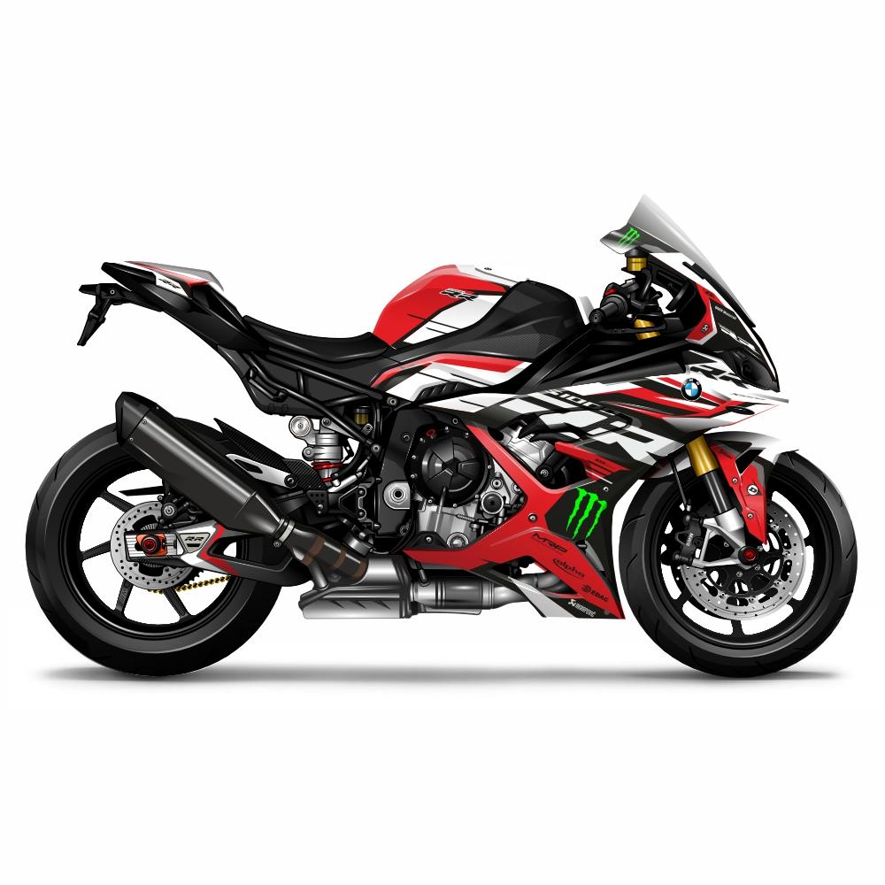 BMW S1000RR (23-24) "RR" Dekor Stickerkit -  Weiß | Rot | Schwarz