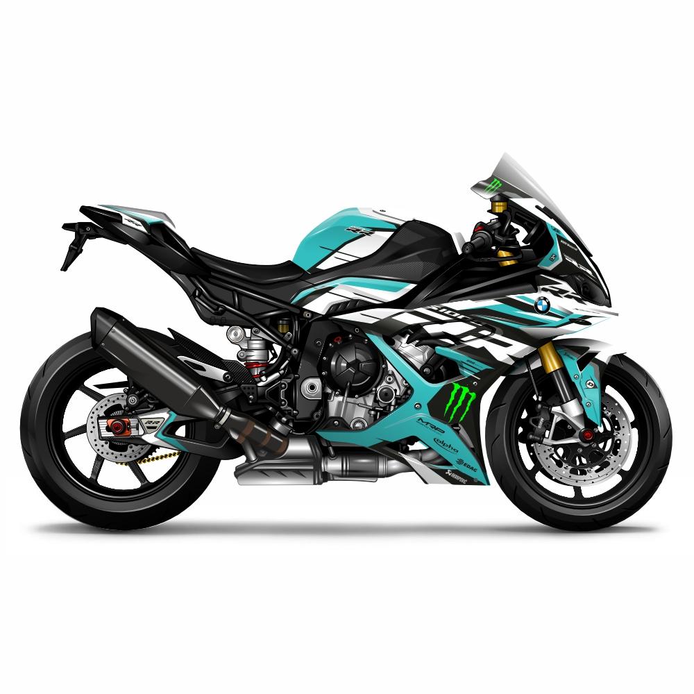 BMW S1000RR "RR" ab 2023- Dekor Stickerkit - Weiß | Schwarz | Türkis