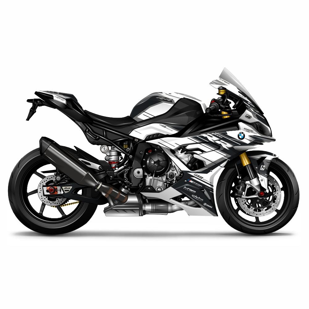 BMW S1000RR "RACESTP" ab 2023- Dekor Stickerkit - Schwarz | Weiß