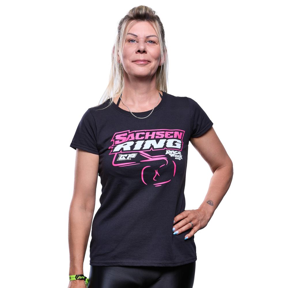 SACHSENRING „Race Weekend“ Damen T-Shirt – Schwarz/Pink