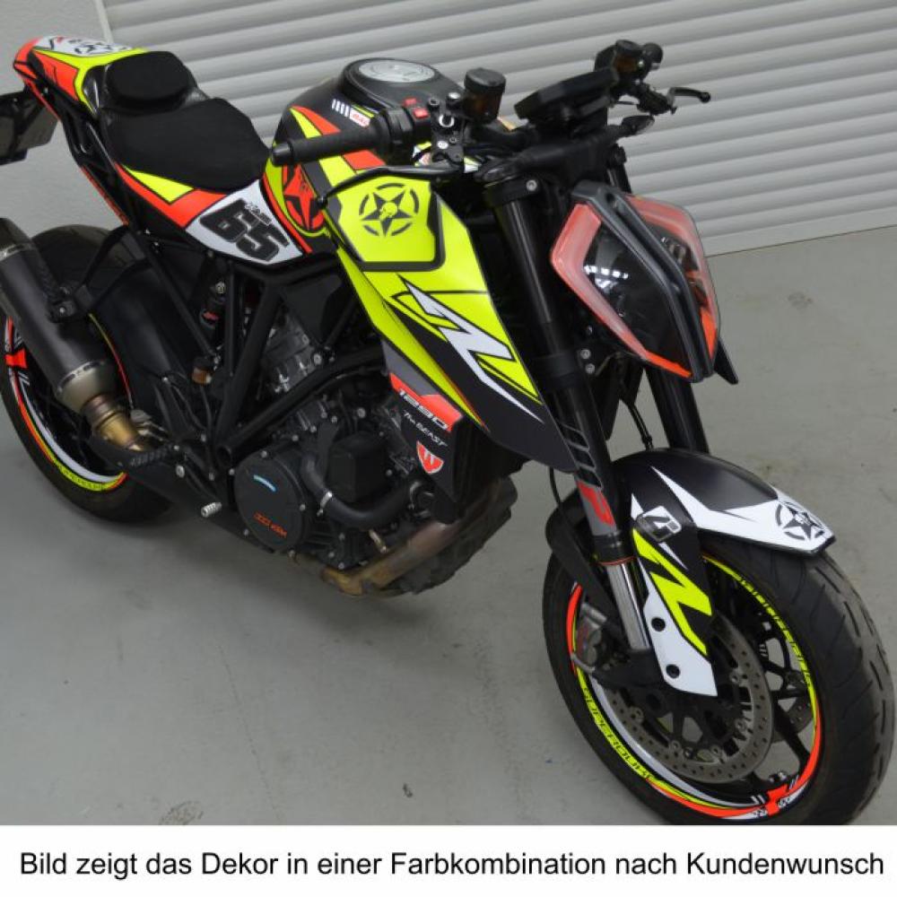 KTM 1290 Superduke R 17- "SPIKE" Dekor Stickerkit Rot/Weiß