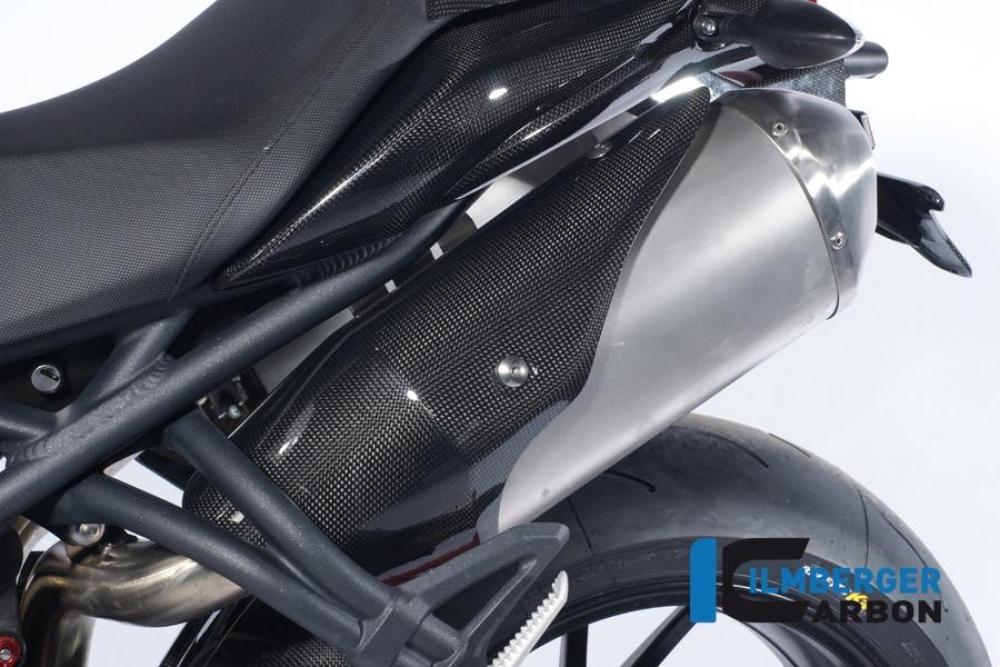 Auspuffhitzeschutz Endtopf links Carbon für Triumph Speed Triple 1050