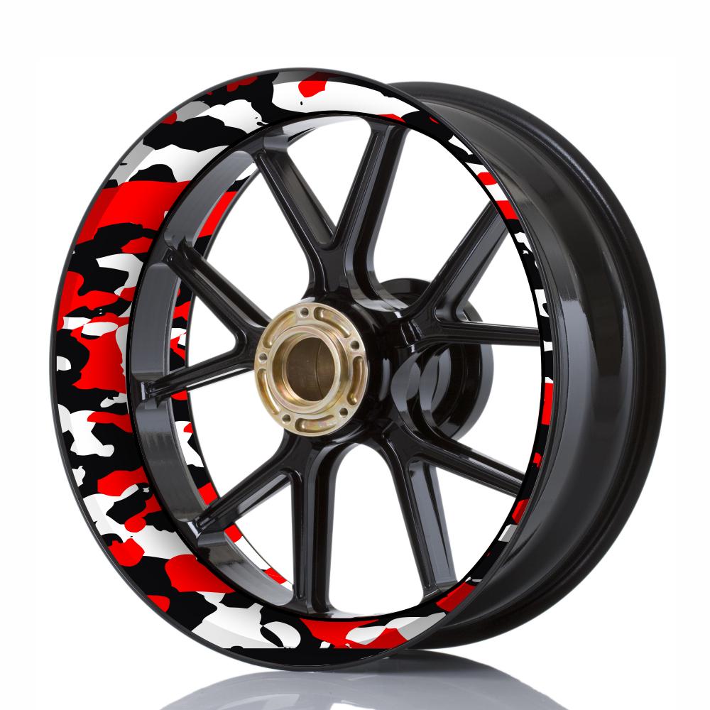 Wheelskinzz® Camouflage Schwarz/Rot/Weiß