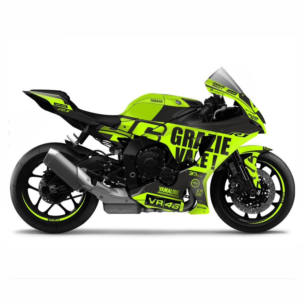 YAMAHA R1 (RN65) ab Bj. 2020- "GRAZIE VALE" Graphics Fluoyellow