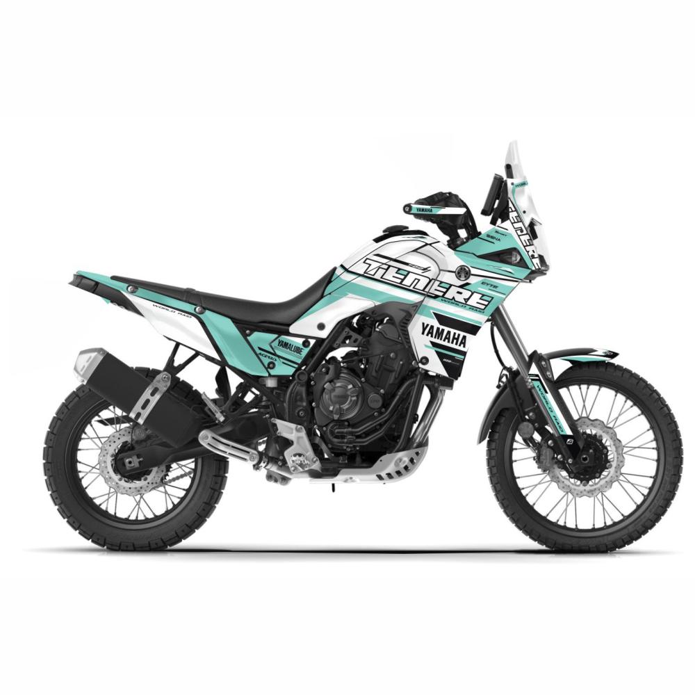 YAMAHA Tenere 700 2019- Dekorkit "RALLEY" - Weiß-Türkis