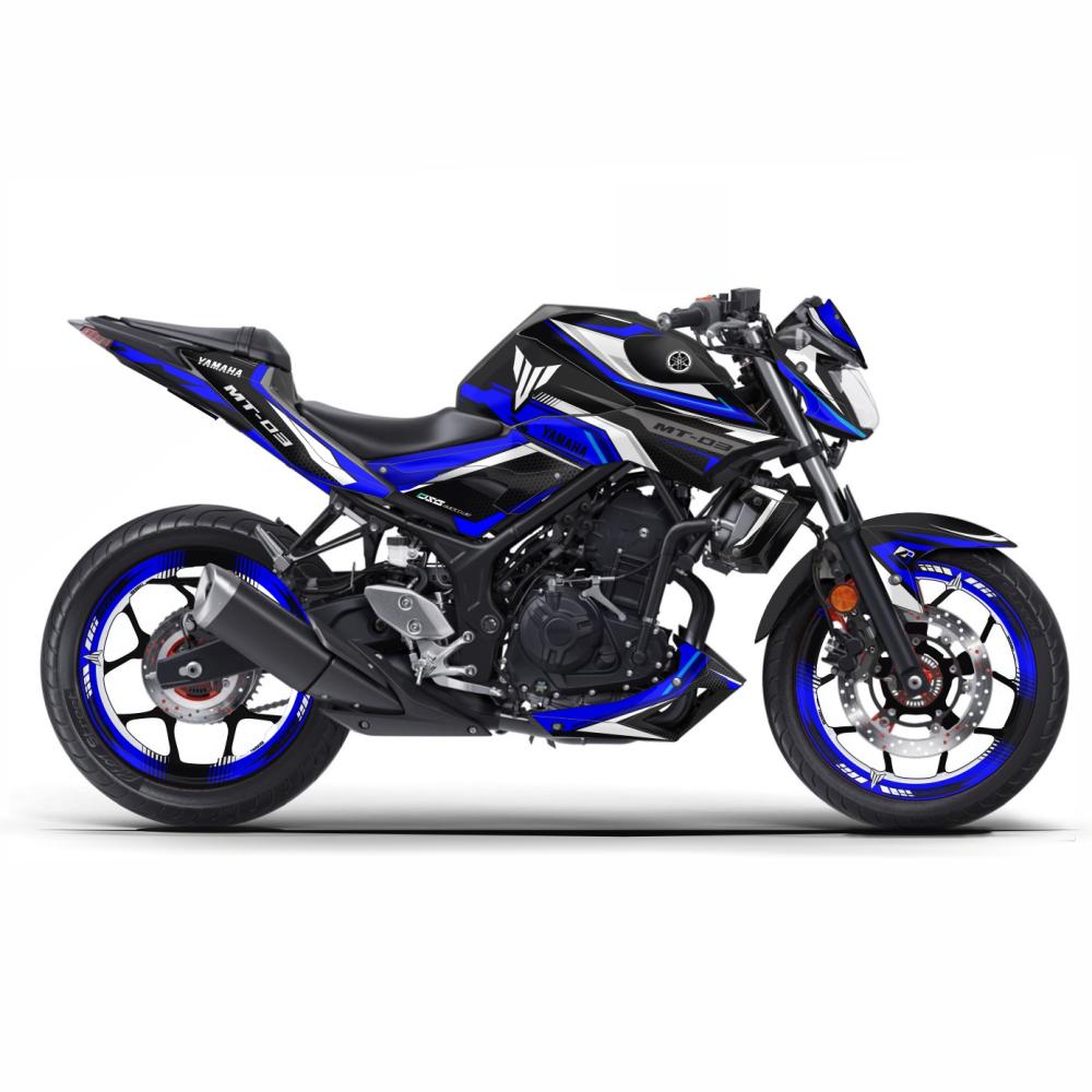 YAMAHA MT03 16 - "SPLT-Blue" Dekor Stickerkit