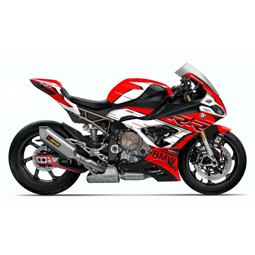 BMW S1000RR (19-22) K67 Dekor Stickerkit "RACESTP" Rot/Weiß