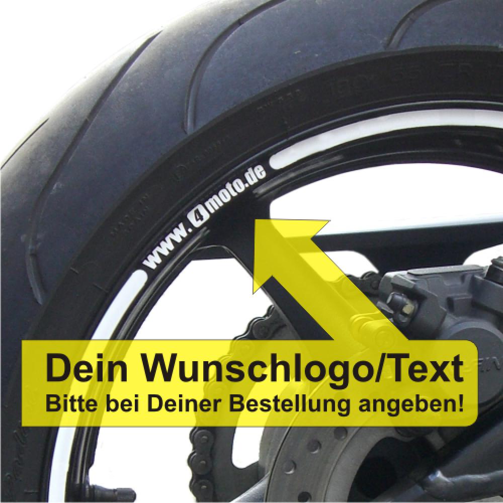 4moto® - Felgenrandaufkleber GP Style Wheelskinzz Felgendekore Wunschtext  Neon