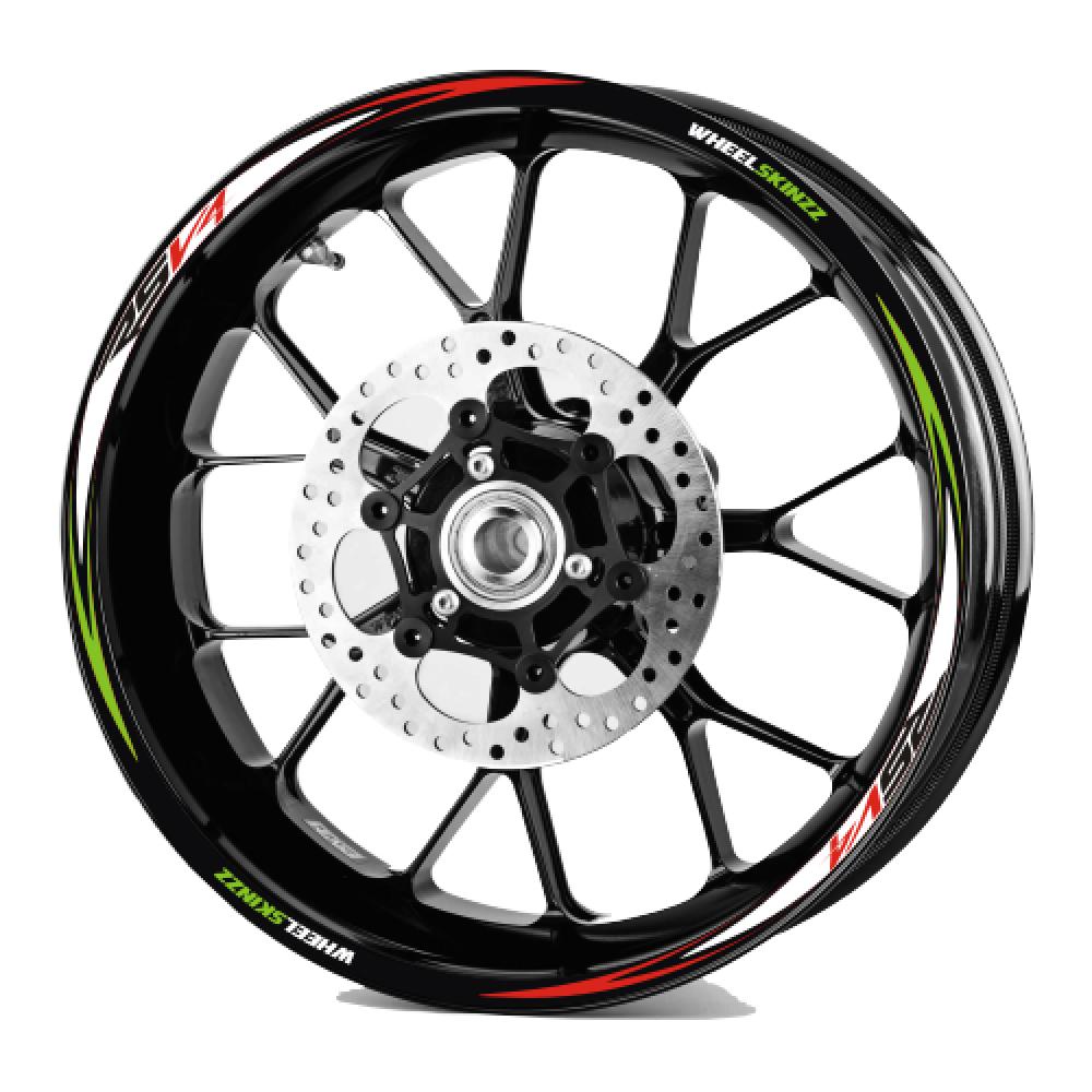 Aprilia RSV4 - Tricolore Weiß Grün Felgenrandaufkleber Felgenrandstreifen RACE-Style