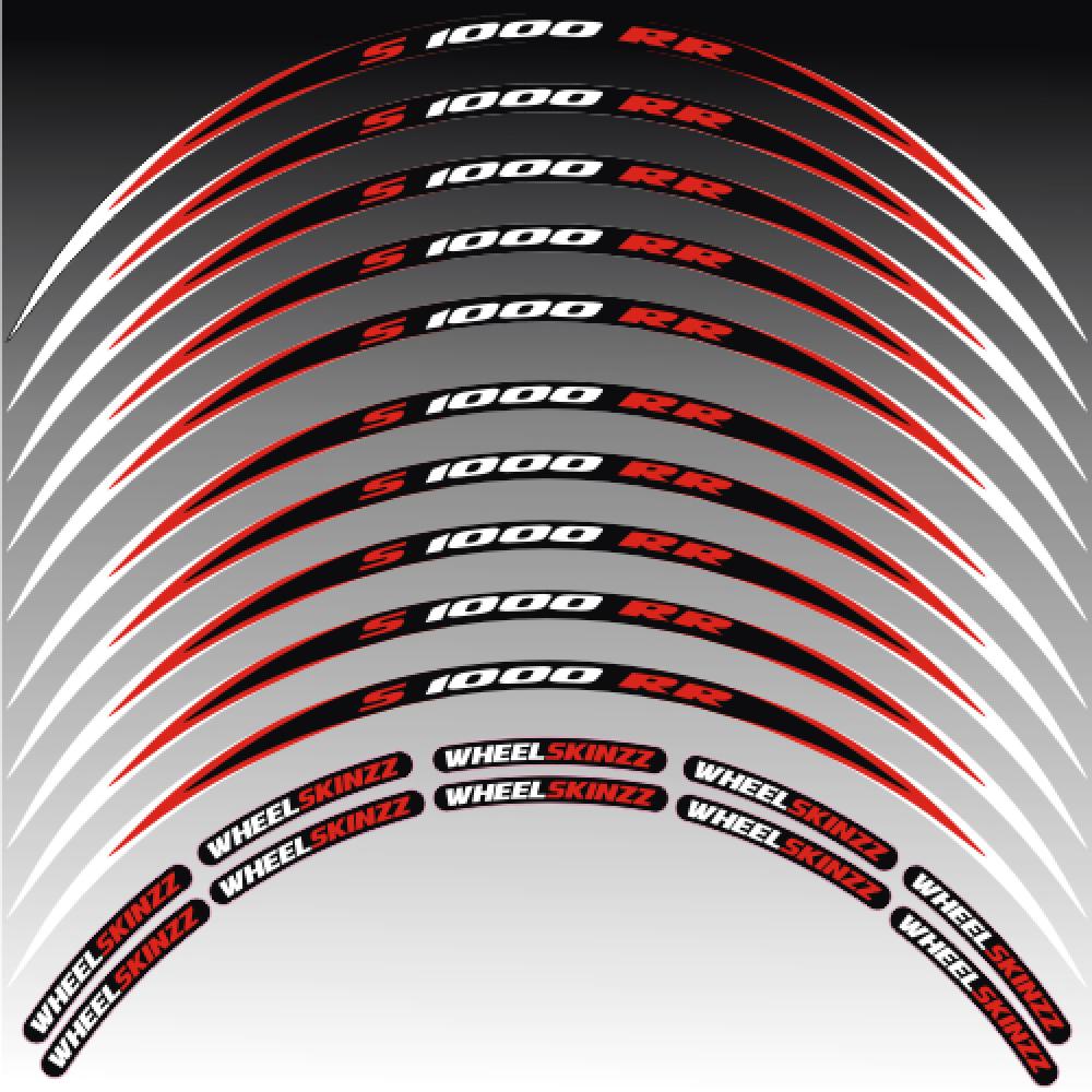 BMW S1000RR - Rot Weiß - Felgenrandaufkleber Felgenrandstreifen RACE-Style