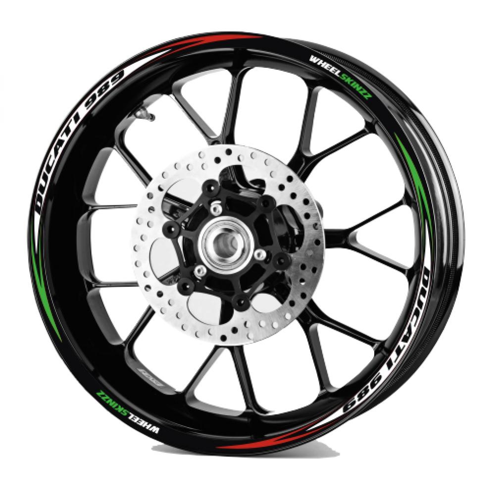 Felgenrandaufkleber Felgenrandstreifen RACE-Style Ducati 899 tricolore