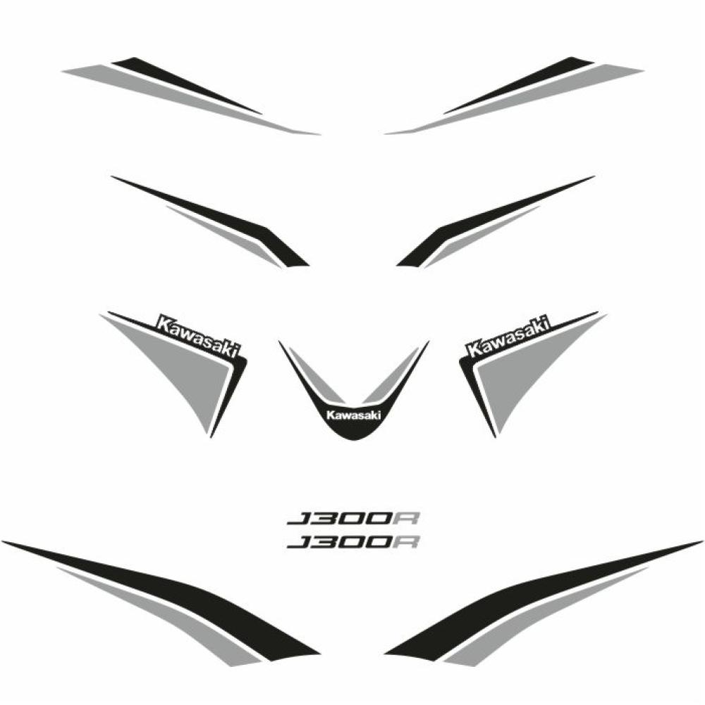Kawasaki J125 / J 300 14-17 Streetstyle #4 Schwarz Silber Dekorsatz