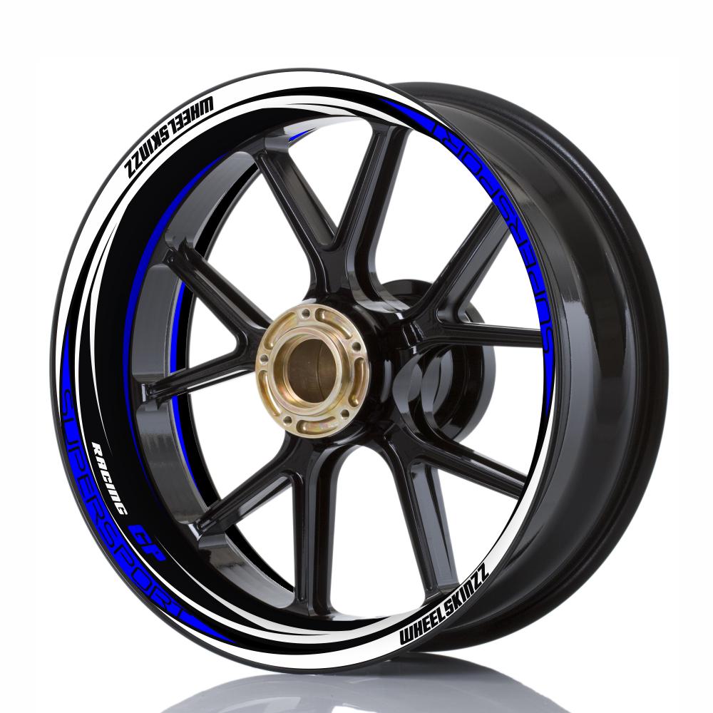 Wheelskinzz® "Racing GP" Schwarz | Weiß | Blau