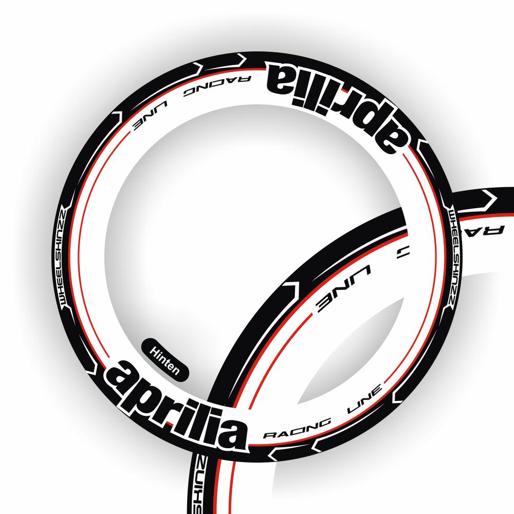 Wheelskinzz® aprilia "Racing Line" Schwarz/Weiß/Rot