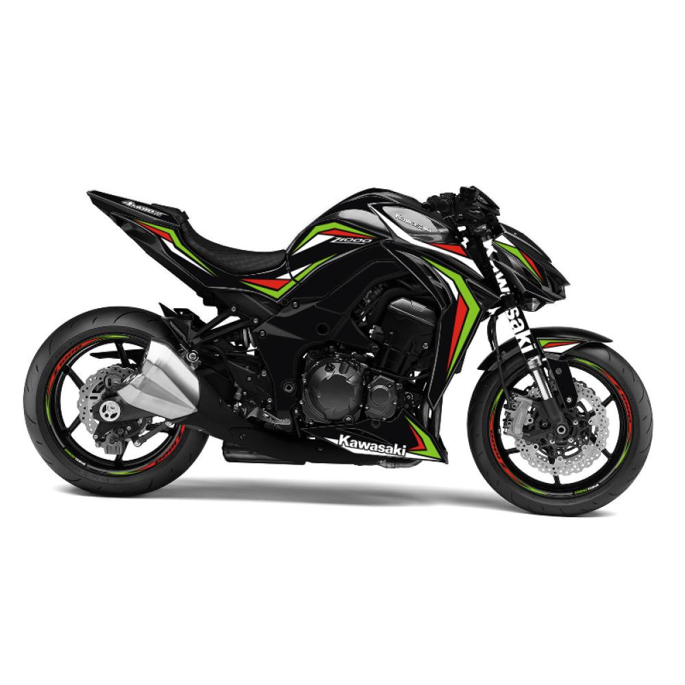 Kawasaki Z1000 "STREETSTYLE" 14- Dekor Stickerkit White/Green/Red