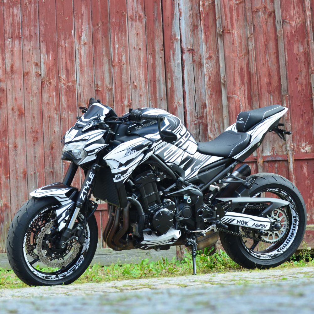 4moto Kawasaki Z900 ZTYLE Black White Bj 2020 Motorcycle Dekor Graphics