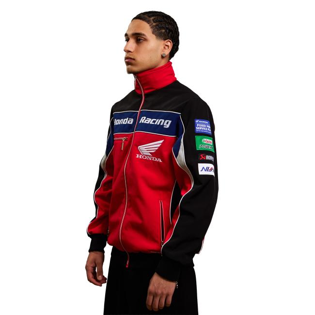 Honda Racing Jacket Colorblock Design | Motorsport Track Jacket Red/Black