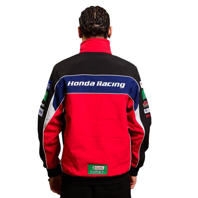 Honda Racing Jacket Colorblock Design | Motorsport Track Jacket Red/Black