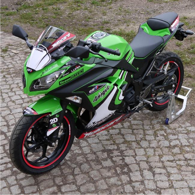 Kawasaki Ninja 300 Schwarz 13-16 Dekor Stickerkit inkl. Felgenrandaufkleber