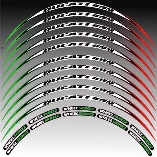 Felgenrandaufkleber Felgenrandstreifen RACE-Style Ducati 1199 Tricolore