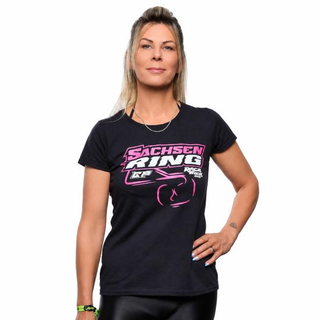 SACHSENRING „Race Weekend“ Damen T-Shirt – Schwarz/Pink