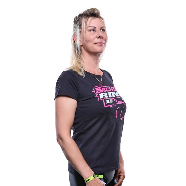 SACHSENRING „Race Weekend“ Damen T-Shirt – Schwarz/Pink