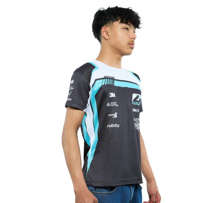 Motorsport Racing T-Shirt – Schwarz/Weiß/Türkis