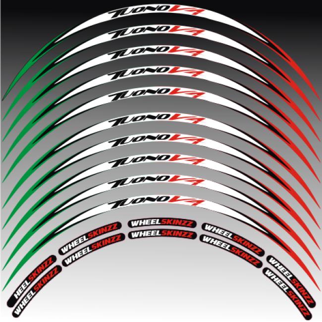 Aprilia Tuono V4 - Tricolore Felgenrandaufkleber Felgenrandstreifen RACE-Style