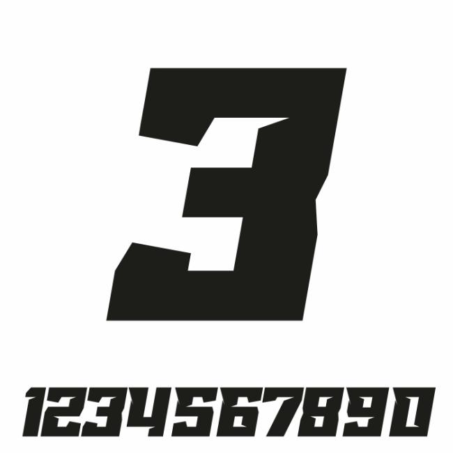 Wunsch Startnummer Aufkleber 1- Stellig RACE V7