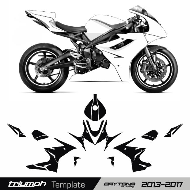 TRIUMPH Daytona 675 R 13 - 17 Template Schnittvorlage Cutcontour