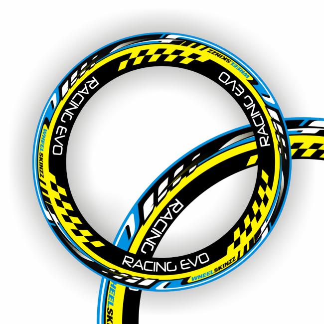 Wheelskinzz® "Racing EVO" Cyan/Gelb/Schwarz Wheelskinzz® "Racing EVO" Cyan/Gelb/Schwarz
