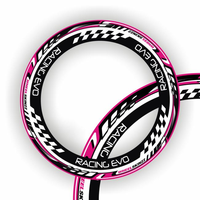 Wheelskinzz® "Racing EVO" Pink/Schwarz/Weiß