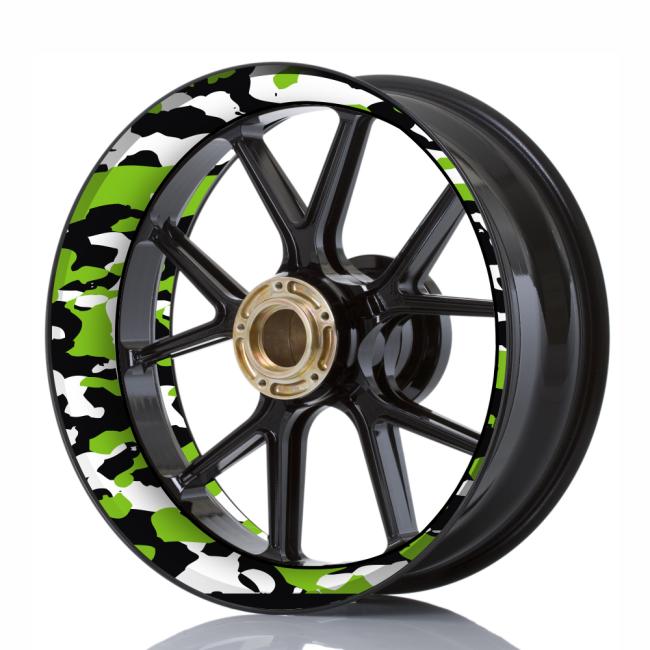 Wheelskinzz® Camouflage Schwarz/Grün/Weiß