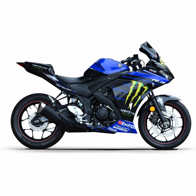 YAMAHA YZF R3 (15-18) "Rossi Replica Monster Energy 2019" Dekor Stickerkit YAMAHA YZF R3 (15-18) "Rossi Replica Monster Energy 2019" Dekor Stickerkit