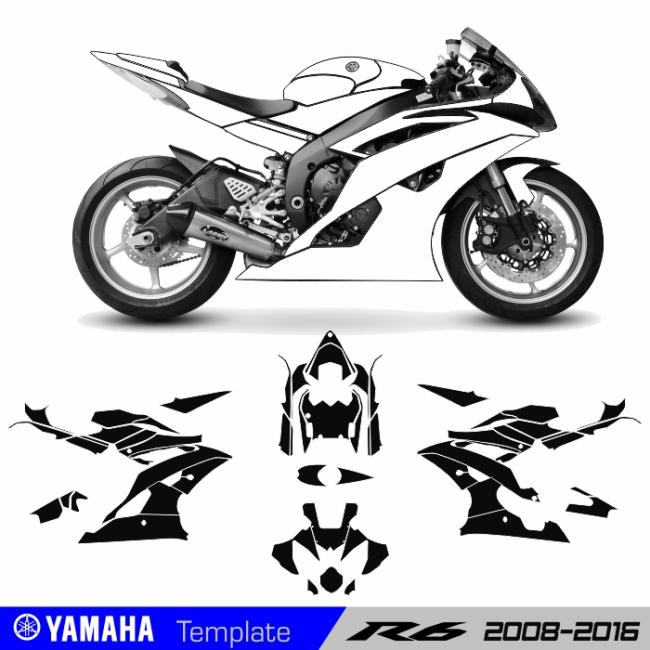 YAMAHA R6 RJ15 Street 08 - 16 Template Schnittvorlage Cutcontour