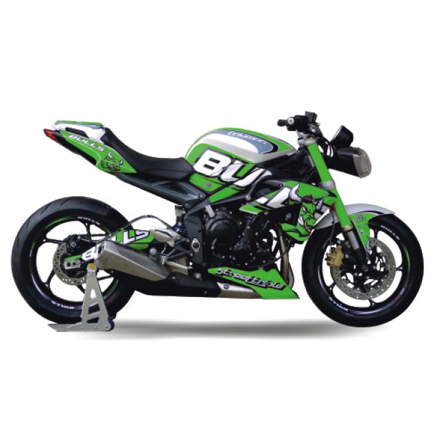 TRIUMPH Streettriple 13-17 Dekor Stickerkit "BULLS - Green"
