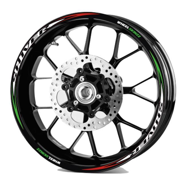 Aprilia SHIVER - Tricolore Felgenrandaufkleber Felgenrandstreifen RACE-Style