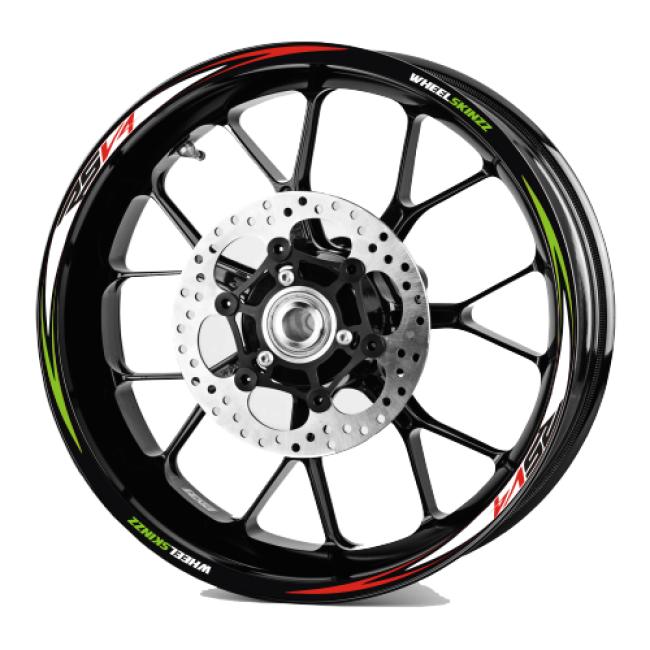 Aprilia RSV4 - Tricolore Weiß Grün Felgenrandaufkleber Felgenrandstreifen RACE-Style