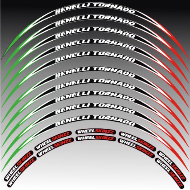 BENELLI Tornado Tricolore Felgenrandaufkleber Felgenrandstreifen RACE-Style