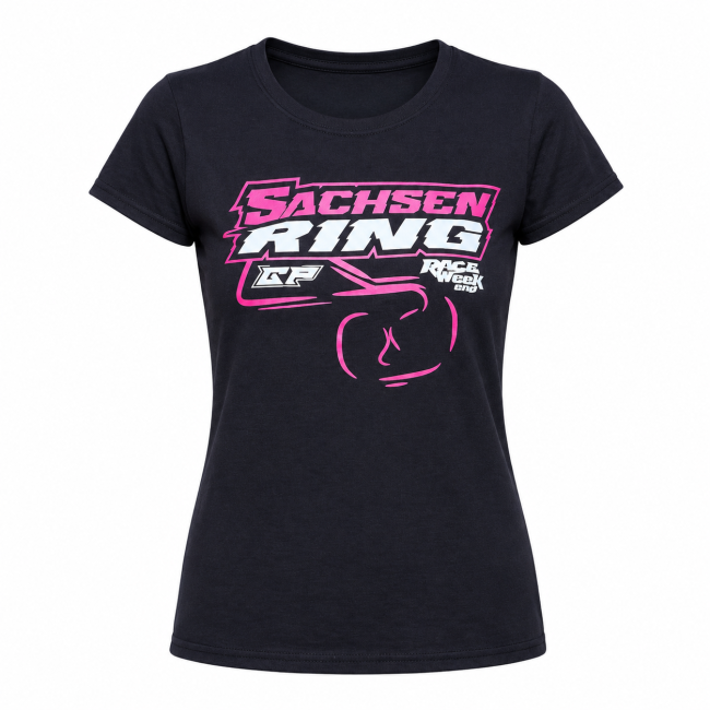 SACHSENRING „Race Weekend“ Damen T-Shirt – Schwarz/Pink