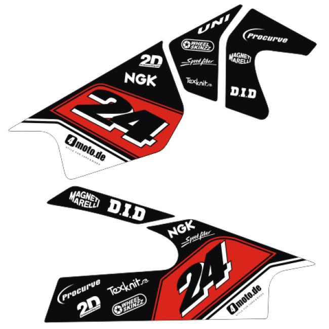 Yamaha R6 (06-24) Schwingenaufkleber mit Startnummer Dekor