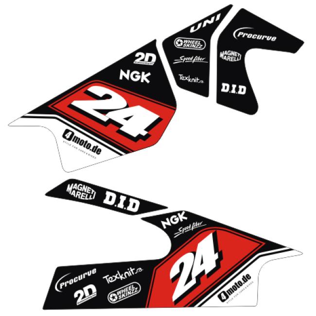 Yamaha R6 (06-24) Schwingenaufkleber mit Startnummer Dekor