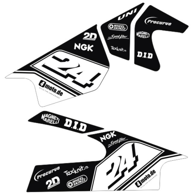 Yamaha R6 (06-24) Schwingenaufkleber mit Startnummer Dekor